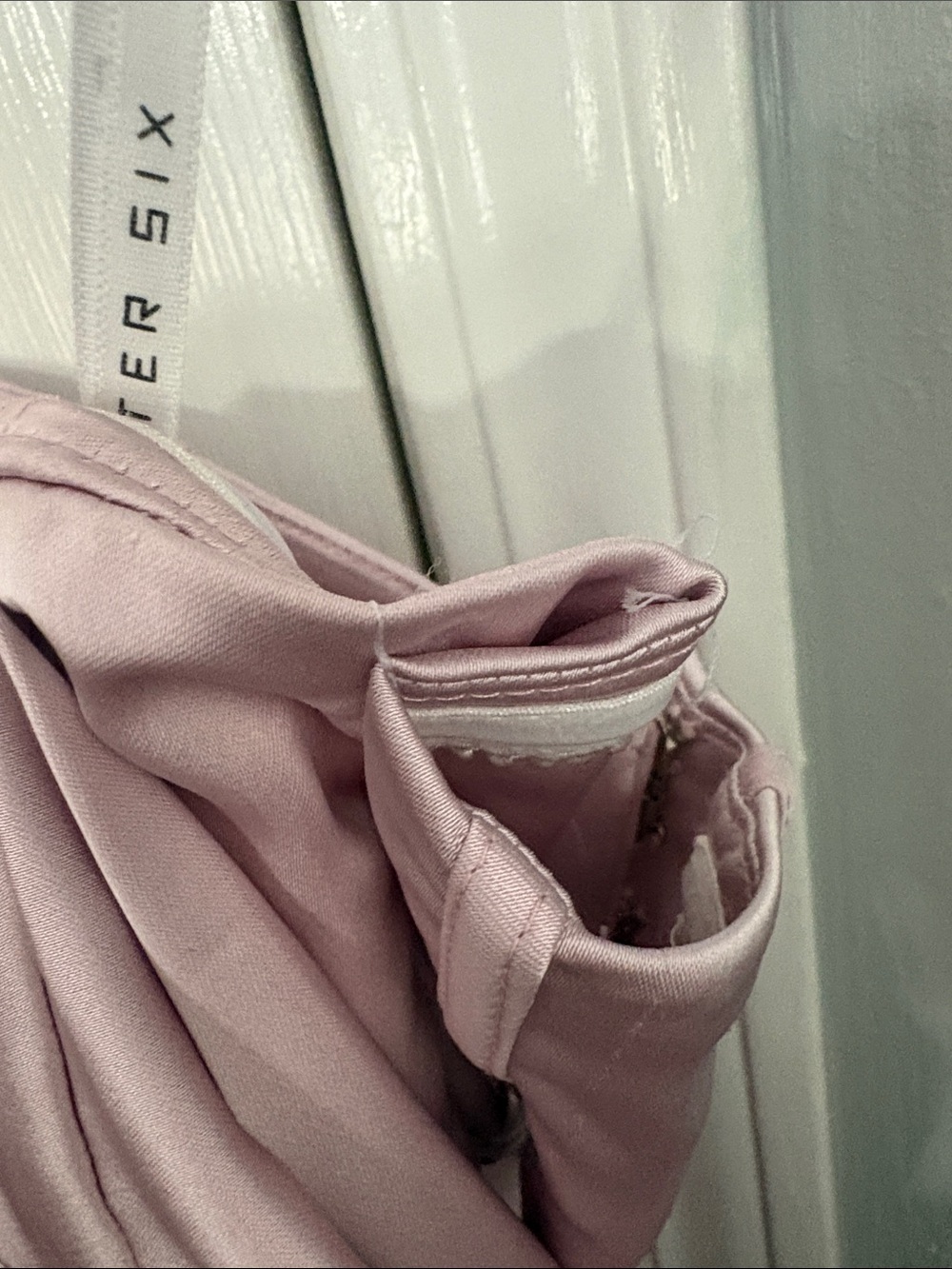 After Six Satin Strapless Bridesmaid Gown Ballet Pink Peek-a-Boo Corset Back - Picture 3 of 4